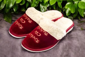 Pantofle dla Babci Dzień Babci Kochanej Babci Skórzane Wełniane  Bordo